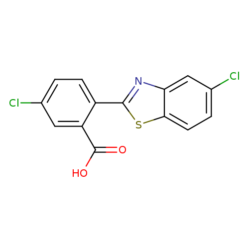 Clc1ccc(c(c1)C(=O)O)c1sc2c(n1)cc(cc2)Cl