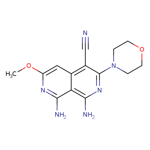 N#Cc1c(nc(c2c1cc(OC)nc2N)N)N1CCOCC1