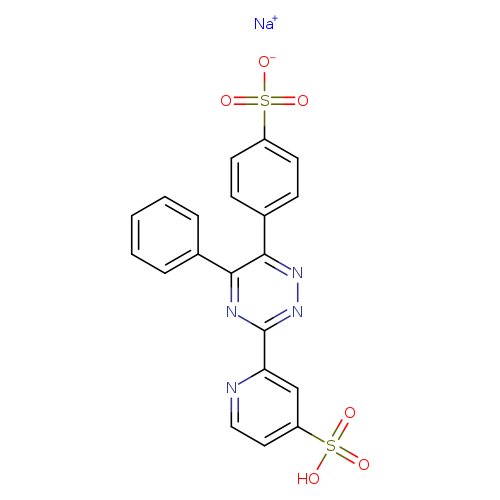 [O-]S(=O)(=O)c1ccc(cc1)c1nnc(nc1c1ccccc1)c1nccc(c1)S(=O)(=O)O.[Na+]