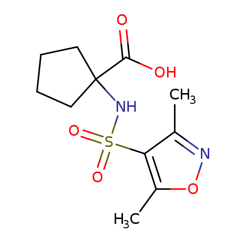 Cc1onc(c1S(=O)(=O)NC1(CCCC1)C(=O)O)C