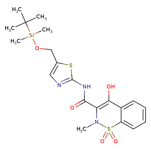 O=C(C1=C(O)c2ccccc2S(=O)(=O)N1C)Nc1ncc(s1)CO[Si](C(C)(C)C)(C)C