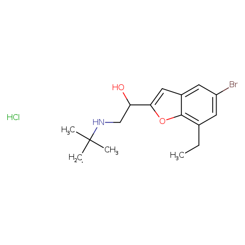 CCc1cc(Br)cc2c1oc(c2)C(CNC([CH2])(C)C)O.Cl