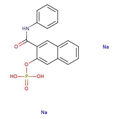 O=C(c1cc2ccccc2cc1OP(=O)(O)O)Nc1ccccc1.[Na].[Na]