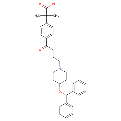 OC(=O)C(c1ccc(cc1)C(=O)CCCN1CCC(CC1)OC(c1ccccc1)c1ccccc1)(C)C