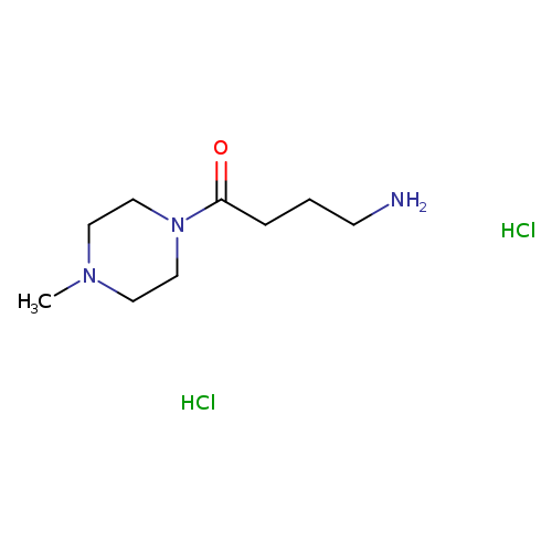 NCCCC(=O)N1CCN(CC1)C.Cl.Cl