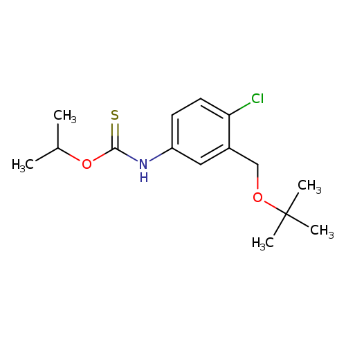 CC(OC(=S)Nc1ccc(c(c1)COC(C)(C)C)Cl)C