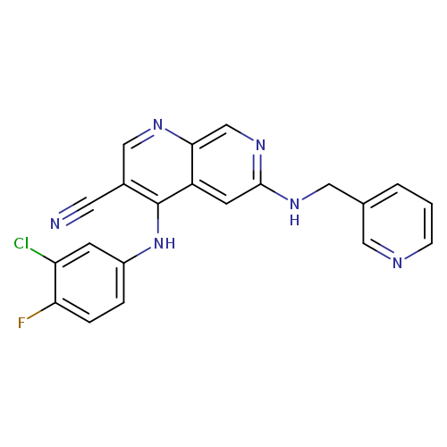 N#Cc1cnc2c(c1Nc1ccc(c(c1)Cl)F)cc(nc2)NCc1cccnc1