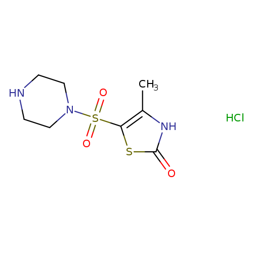 Cc1[nH]c(=O)sc1S(=O)(=O)N1CCNCC1.Cl