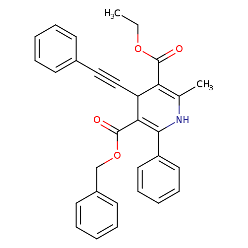 CCOC(=O)C1=C(C)NC(=C(C1C#Cc1ccccc1)C(=O)OCc1ccccc1)c1ccccc1