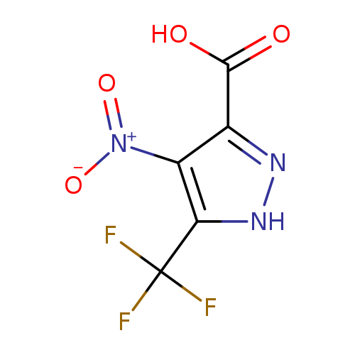 [O-][N+](=O)c1c(n[nH]c1C(F)(F)F)C(=O)O