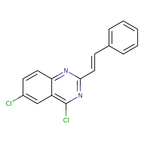 Clc1ccc2c(c1)c(Cl)nc(n2)/C=C/c1ccccc1