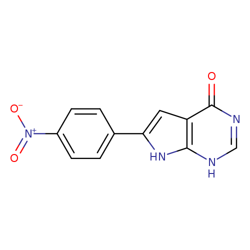 [O-][N+](=O)c1ccc(cc1)c1[nH]c2c(c1)c(=O)nc[nH]2
