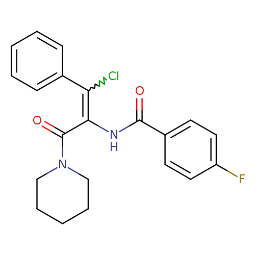 Fc1ccc(cc1)C(=O)NC(=C(c1ccccc1)Cl)C(=O)N1CCCCC1
