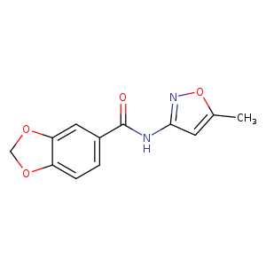 Cc1onc(c1)NC(=O)c1ccc2c(c1)OCO2