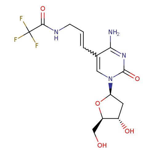 OC[C@H]1O[C@H](C[C@@H]1O)n1cc(C=CCNC(=O)C(F)(F)F)c(nc1=O)N