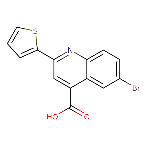 Brc1ccc2c(c1)c(cc(n2)c1cccs1)C(=O)O