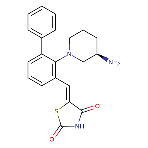 N[C@@H]1CCCN(C1)c1c(cccc1c1ccccc1)/C=C/1\SC(=O)NC1=O