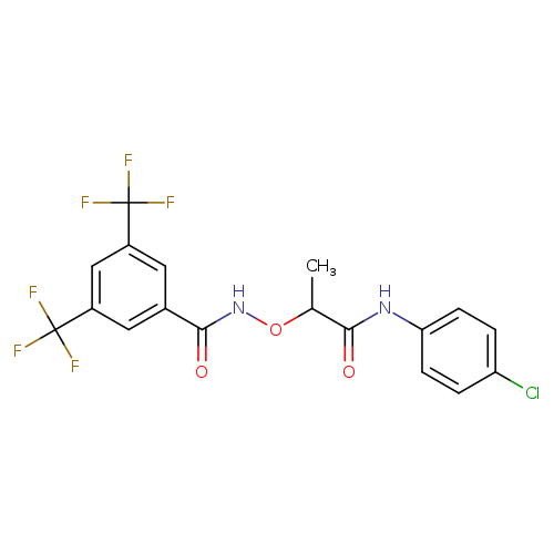 O=C(C(ONC(=O)c1cc(cc(c1)C(F)(F)F)C(F)(F)F)C)Nc1ccc(cc1)Cl