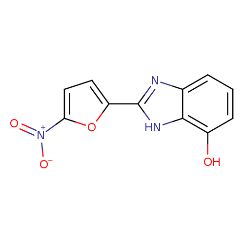 [O-][N+](=O)c1ccc(o1)c1nc2c([nH]1)c(O)ccc2