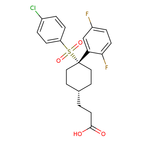 OC(=O)CC[C@@H]1CC[C@](CC1)(c1cc(F)ccc1F)S(=O)(=O)c1ccc(cc1)Cl