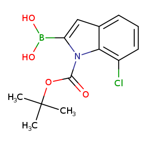OB(c1cc2c(n1C(=O)OC(C)(C)C)c(Cl)ccc2)O