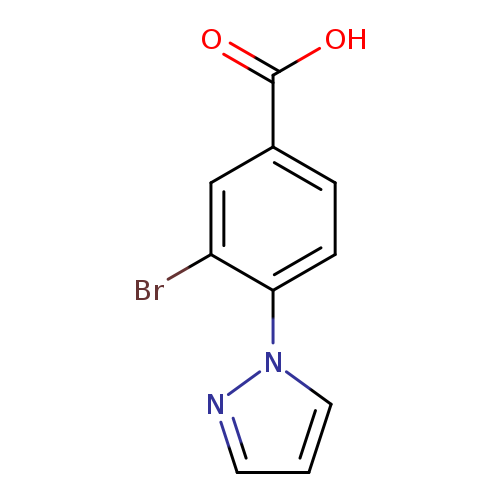 Brc1cc(ccc1n1cccn1)C(=O)O