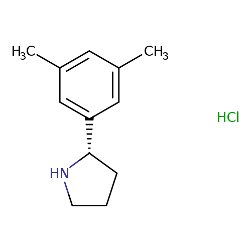 Cc1cc(cc(c1)C)[C@@H]1CCCN1.Cl