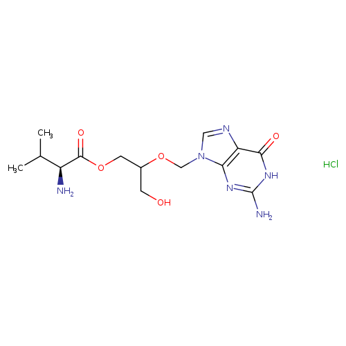OCC(OCn1cnc2c1nc(N)[nH]c2=O)COC(=O)[C@H](C(C)C)N.Cl