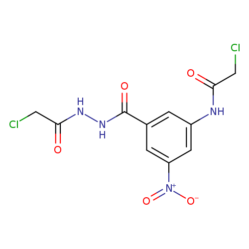 ClCC(=O)NNC(=O)c1cc(NC(=O)CCl)cc(c1)[N+](=O)[O-]