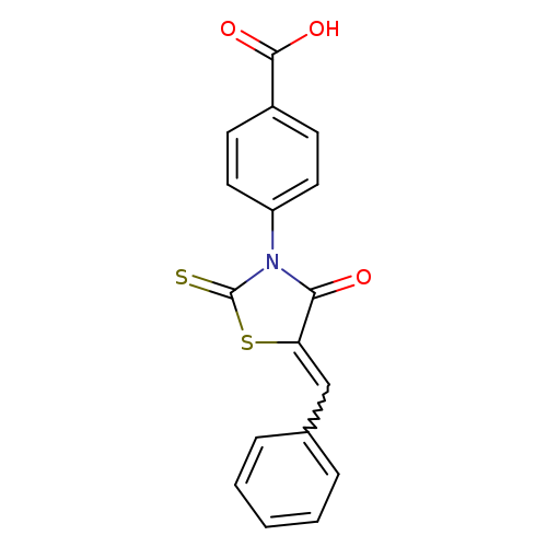 S=C1SC(=Cc2ccccc2)C(=O)N1c1ccc(cc1)C(=O)O