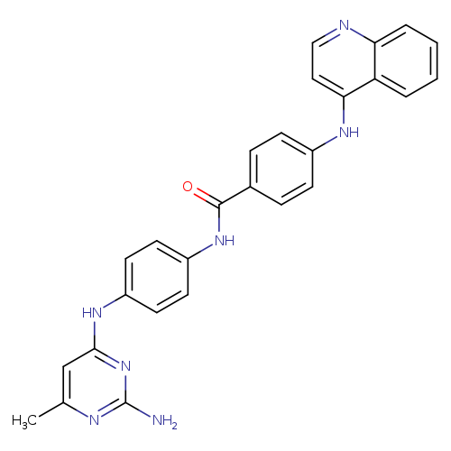 Cc1cc(Nc2ccc(cc2)NC(=O)c2ccc(cc2)Nc2ccnc3c2cccc3)nc(n1)N