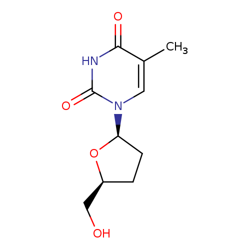 Cc1cn([C@H]2CC[C@H](O2)CO)c(=O)[nH]c1=O