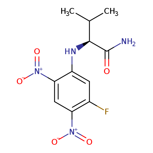 CC([C@@H](C(=O)N)Nc1cc(F)c(cc1[N+](=O)[O-])[N+](=O)[O-])C