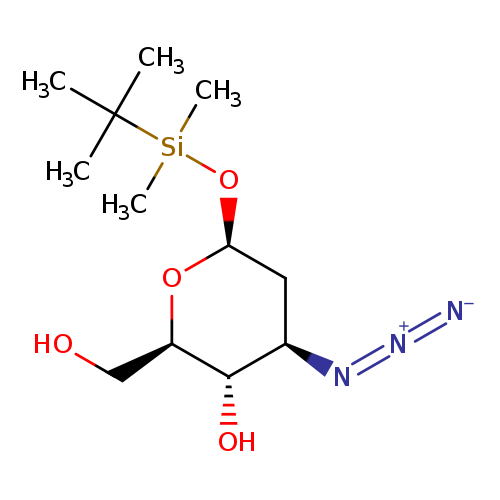 OC[C@H]1O[C@H](C[C@H]([C@@H]1O)N=[N+]=[N-])O[Si](C(C)(C)C)(C)C