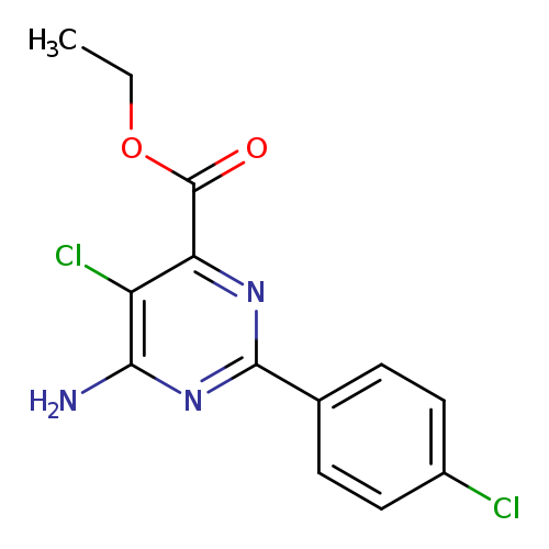 CCOC(=O)c1nc(nc(c1Cl)N)c1ccc(cc1)Cl