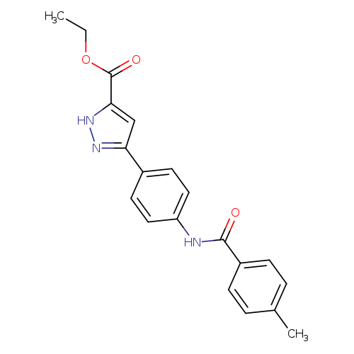 CCOC(=O)c1[nH]nc(c1)c1ccc(cc1)NC(=O)c1ccc(cc1)C