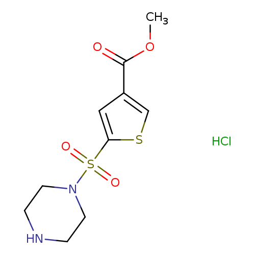 COC(=O)c1csc(c1)S(=O)(=O)N1CCNCC1.Cl
