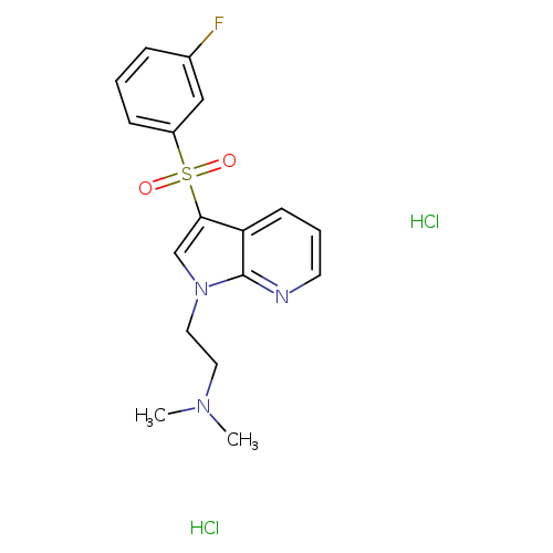 CN(CCn1cc(c2c1nccc2)S(=O)(=O)c1cccc(c1)F)C.Cl.Cl