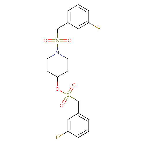 Fc1cccc(c1)CS(=O)(=O)OC1CCN(CC1)S(=O)(=O)Cc1cccc(c1)F