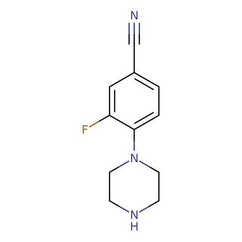 N#Cc1ccc(c(c1)F)N1CCNCC1