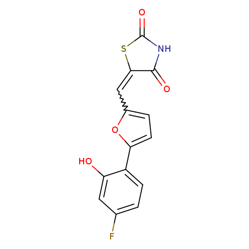 O=C1SC(=Cc2ccc(o2)c2ccc(cc2O)F)C(=O)N1