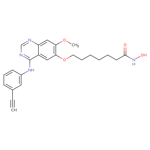 ONC(=O)CCCCCCOc1cc2c(ncnc2cc1OC)Nc1cccc(c1)C#C