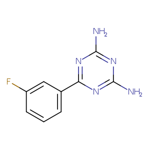 Fc1cccc(c1)c1nc(N)nc(n1)N
