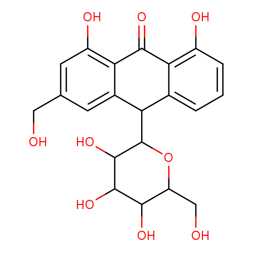 OCc1cc(O)c2c(c1)C(C1OC(CO)C(C(C1O)O)O)c1c(C2=O)c(O)ccc1