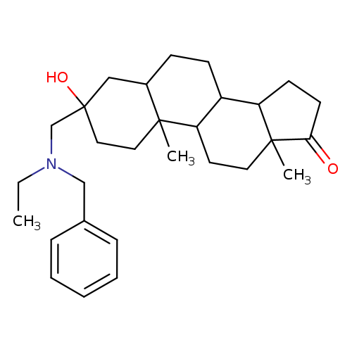 CCN(CC1(O)CCC2(C(C1)CCC1C2CCC2(C1CCC2=O)C)C)Cc1ccccc1