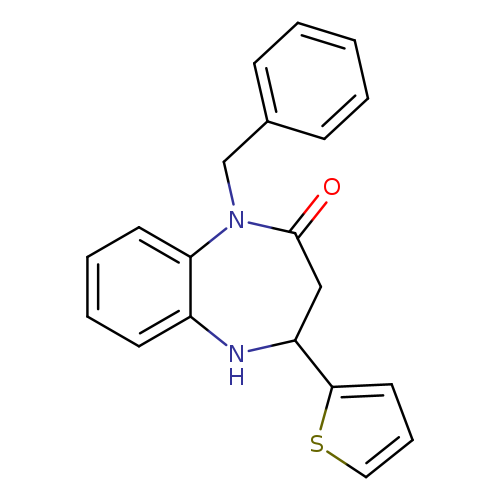 O=C1CC(Nc2c(N1Cc1ccccc1)cccc2)c1cccs1