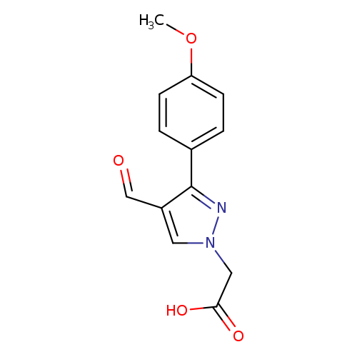 O=Cc1cn(nc1c1ccc(cc1)OC)CC(=O)O