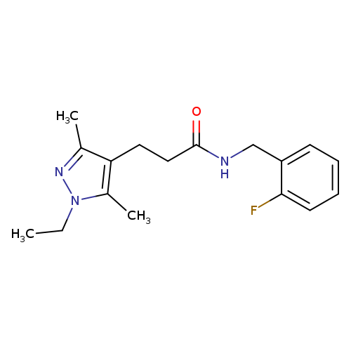 CCn1nc(c(c1C)CCC(=O)NCc1ccccc1F)C