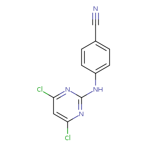 N#Cc1ccc(cc1)Nc1nc(Cl)cc(n1)Cl