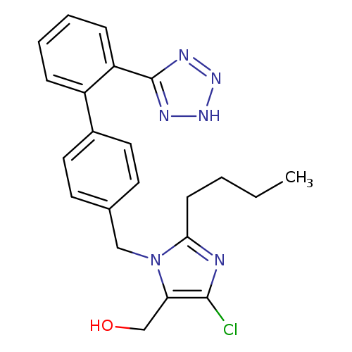 CCCCc1nc(c(n1Cc1ccc(cc1)c1ccccc1c1n[nH]nn1)CO)Cl